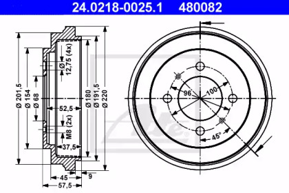 Тормозной барабан ATE для NISSAN ALMERA I (N15) 2.0 D