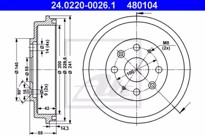 Тормозной барабан ATE для MAZDA 323 S IV (BG) 1.8 16V GT