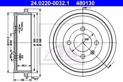 Барабанный тормозной механизм ATE для VW POLO (6N1) 64 1.9 D