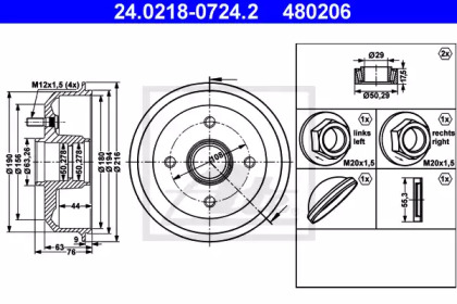 Барабанный тормозной механизм ATE для MAZDA 121 III (JASM, JBSM) 1.8 D