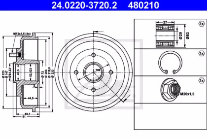 Барабанный тормозной механизм ATE для FORD FOCUS седан (DFW) 1.8 16V