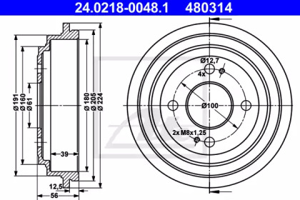 Тормозной барабан ATE для HONDA JAZZ II (GD_, GE3, GE2) 1.2 i-DSI (GD5, GE2)