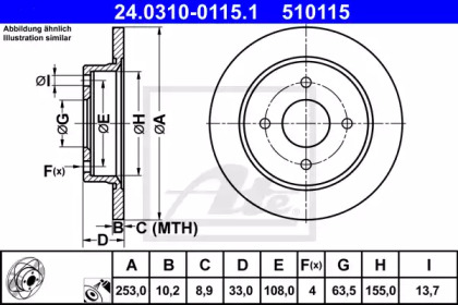 Тормозной диск ATE для FORD FOCUS седан (DFW) 1.8 16V