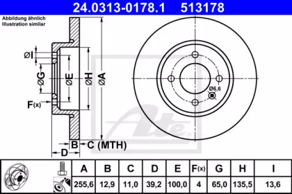 Тормозной диск ATE для VW CADDY II Variant (9K9B) 1.4