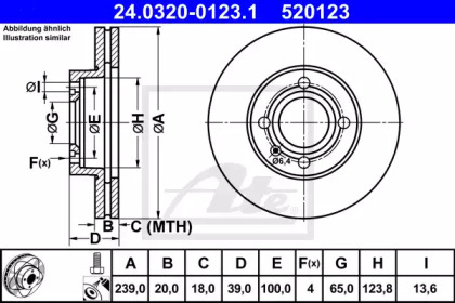 Тормозной диск ATE для VW GOLF II (19E, 1G1) 1.8 GTI 16V