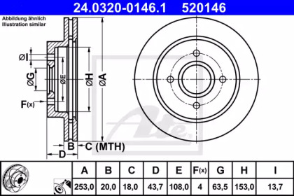 Тормозной диск ATE для FORD SCORPIO II Turnier (GNR, GGR) 2.0 i 16V