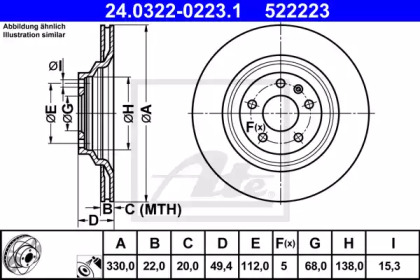 Тормозной диск ATE для AUDI A6 (4F2, C6) 2.8 FSI
