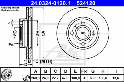 Тормозной диск ATE для FORD SCORPIO II Turnier (GNR, GGR) 2.0 i 16V