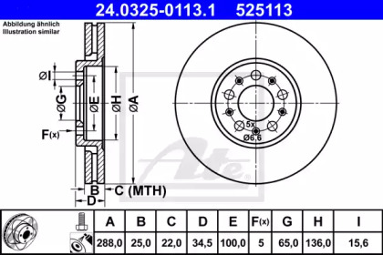 Тормозной диск ATE для VW POLO (6R, 6C) 1.2 TSI