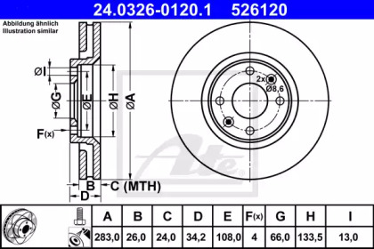 Тормозной диск ATE для PEUGEOT 207 CC (WD_) 1.6 16V Turbo