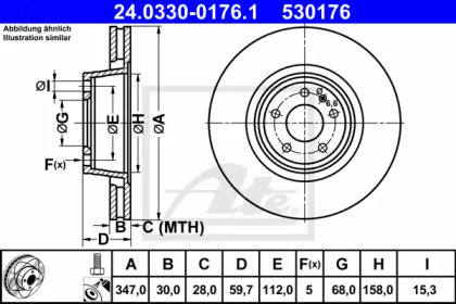Тормозной диск ATE для AUDI A6 (4F2, C6) 2.8 FSI