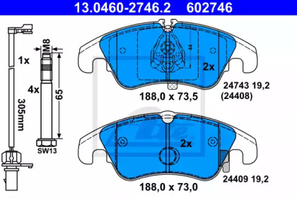 Дисковой тормозной механизм ATE для AUDI A4 Avant (8K5, B8) 2.0 TDI quattro