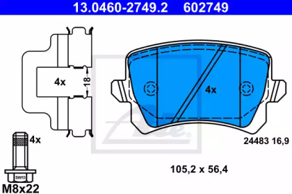 Тормозные колодки ATE для VW GOLF VI (5K1) 1.6