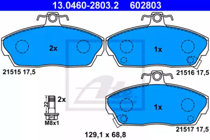 Тормозные колодки ATE для HONDA CIVIC VII купе (EM2) 1.6 i