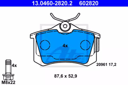 Тормозные колодки ATE для VW POLO (6R, 6C) 1.4 BiFuel