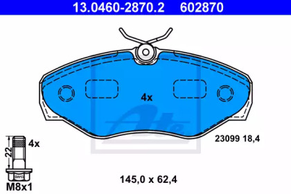 Тормозные колодки ATE для NISSAN PRIMASTAR Фургон (X83) 2.0