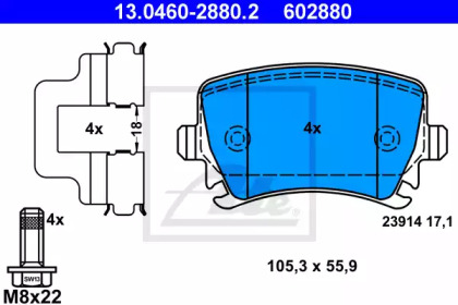 Тормозные колодки ATE для VW GOLF VI (5K1) 1.6