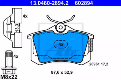 Тормозные колодки ATE для VW POLO (6R, 6C) 1.4 BiFuel