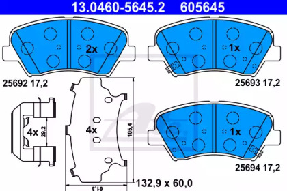 Дисковой тормозной механизм ATE для KIA CEE'D (JD) 1.4 MPI