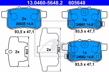 Тормозные колодки ATE для HONDA ACCORD VIII универсал (CW) 2.2 i-DTEC (CW3)