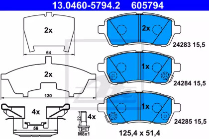 Тормозные колодки ATE для FORD FIESTA VI 1.5 TDCi