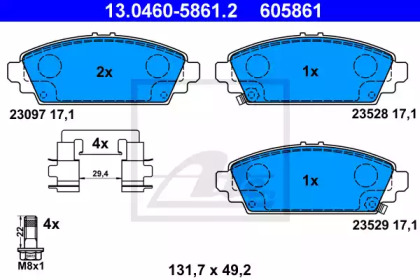 Дисковой тормозной механизм ATE для HONDA CIVIC VII Hatchback (EU, EP, EV) 1.7 CTDi