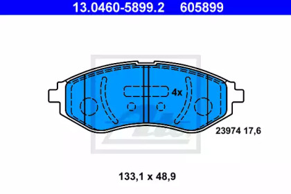 Тормозные колодки ATE для CHEVROLET KALOS 1.2