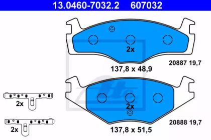 Тормозные колодки ATE для VW GOLF II (19E, 1G1) 1.8 i Cat Syncro