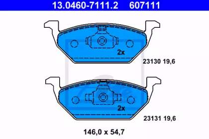 Тормозные колодки ATE для VW POLO (6R, 6C) 1.4 BiFuel