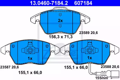 Тормозные колодки ATE для VW POLO (6R, 6C) 1.4 BiFuel