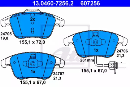 Дисковой тормозной механизм ATE для AUDI A4 Avant (8K5, B8) 2.0 TDI quattro