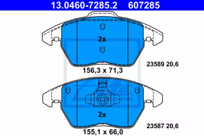Тормозные колодки ATE для VW POLO (6R, 6C) 1.4 BiFuel