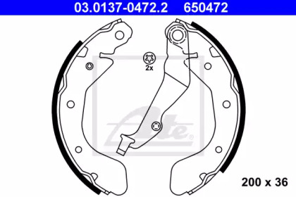 Барабанный тормозной механизм ATE для CHEVROLET KALOS 1.2