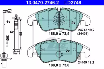 Дисковой тормозной механизм ATE для AUDI A4 Avant (8K5, B8) 2.0 TDI quattro