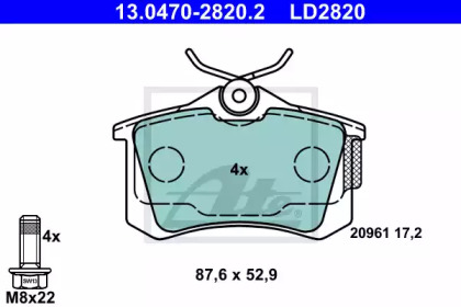 Тормозные колодки ATE для VW POLO (6R, 6C) 1.4 BiFuel