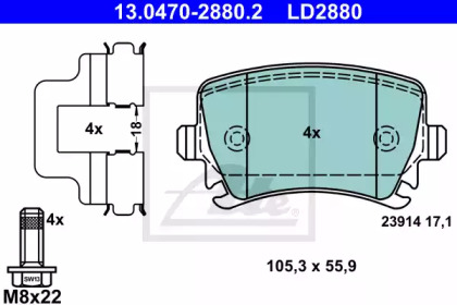 Тормозные колодки ATE для VW GOLF VI (5K1) 1.6