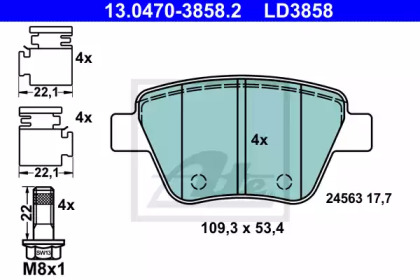 Тормозные колодки ATE для VW GOLF VI (5K1) 1.6