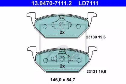Тормозные колодки ATE для VW POLO (6R, 6C) 1.4 BiFuel