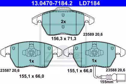 Тормозные колодки ATE для VW POLO (6R, 6C) 1.4 BiFuel