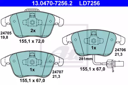 Дисковой тормозной механизм ATE для AUDI A4 Avant (8K5, B8) 2.0 TDI quattro