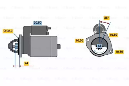 Стартер BOSCH для FORD TRANSIT Фургон (E_ _) 2.5 DI (EAL, EAS)