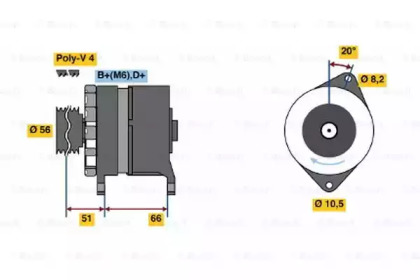 Генератор BOSCH для PEUGEOT 205 I (741A/C) 1.7 Diesel