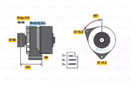 Генератор BOSCH для MERCEDES-BENZ T1 автобус (602) 310 D 2.9