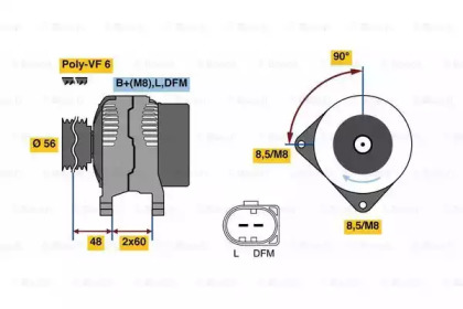 Генератор BOSCH для VW CRAFTER 30-50 c бортовой платформой/ходовая часть (2F_) 2.5 TDI