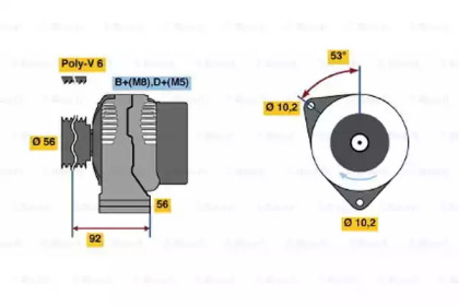 Генератор BOSCH для PEUGEOT 306 Кабриолет (7D, N3, N5) 1.8 16V