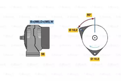 Генератор BOSCH для ALFA ROMEO 164 (164_) 2.5 TD (164.K2A, 164.K2B)
