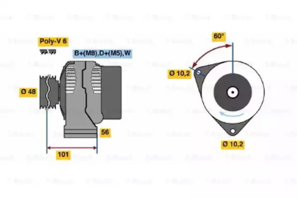 Генератор BOSCH для MERCEDES-BENZ T1 автобус (602) 310 D 2.9
