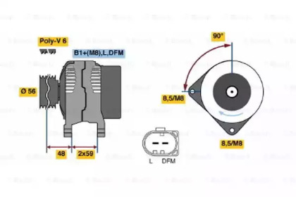 Генератор BOSCH для VW MULTIVAN V (7HM, 7HN, 7HF, 7EF, 7EM, 7EN) 2.0