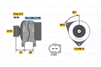 Генератор BOSCH для PORSCHE 911 Кабриолет (997) 3.6 Turbo