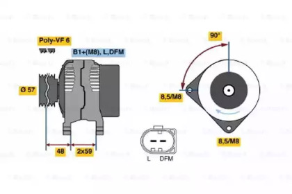 Генератор BOSCH для VW MULTIVAN V (7HM, 7HN, 7HF, 7EF, 7EM, 7EN) 1.9 TDI